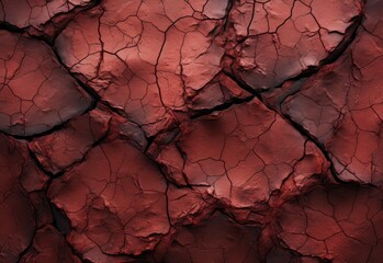 Cracked Red Surface Closeup