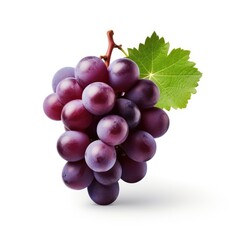 Fototapeta premium Bunch of Fresh Purple Grapes on White Background