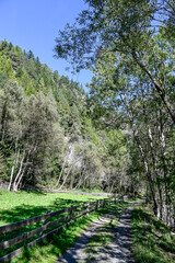 Längenfeld, Ötztaler Ache, Fluss, Uferweg, Ötztal, Wanderweg, Tal, Tirol, Berge, Wald, Landwirtschaft, Sölden, Herbst, Spätsommer, Österreich