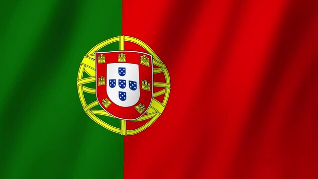Portugal Flag. National 3d Portugal flag waving. Flag of Portugal footage video waving in wind. Flag of Portugal 4K Animation