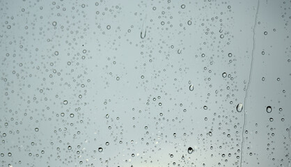 Raindrops on the glass of the car