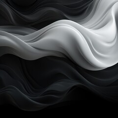 Fototapeta premium Elegant black and white background with waves. Smooth gradient, glow, neon. Banner design, place for text