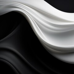 Elegant black and white background with waves. Smooth gradient, glow, neon. Banner design, place for text