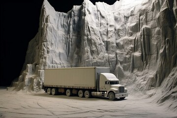 Road truck mountain. Generative AI