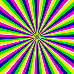 Abstract background with rays. Retro swirl burst. Radial rays pattern. Carnival background Brightly striped perspective with waves and swirls. Vector