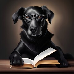 dog and book