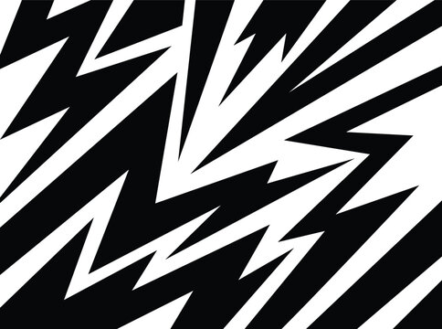 Abstract black and white background with spikes and zigzag line pattern