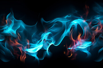 No smoke without fire on a black background outlining the concept of energy use and waste of gas fossil fuels in the environment, computer Generative AI stock illustration image