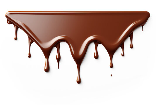Chocolate dripping border. Manual cut out on transparent
