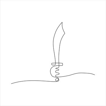 recommend clip art: Continuous line art of a sword