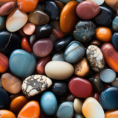 Obraz na płótnie Canvas Colorful polished stones pattern seamless background