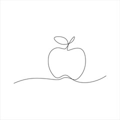 Continuous line art of apple fruit