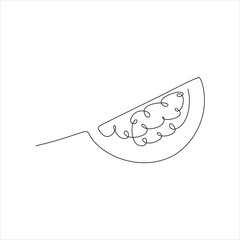 continuous line art of watermelon fruit