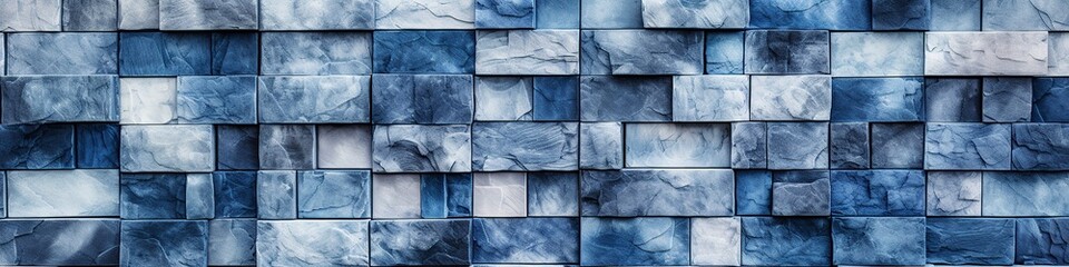 illustration, a wall made up of blocks of blue color, website header