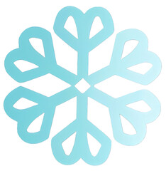 Gradient Blue to Sky Blue Snowflake PNG – High-Resolution, Transparent Background for Winter Holidays, Christmas, and New Year Design Projects