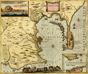 Antique map of  Gibraltar,