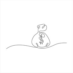 Continuous line art of money sack