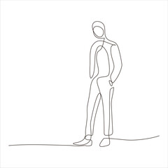 continuous line art of man posing