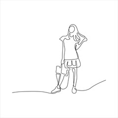 Continuous line art of woman holding bag