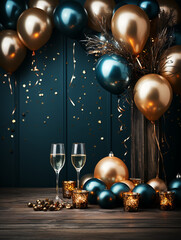 flying balloon design, New Year celebration poster, Christmas, birthday, etc., generative ai