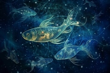 Fototapeta premium illustration, zodiac fish sign
