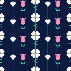 retro seamless pattern with flowers