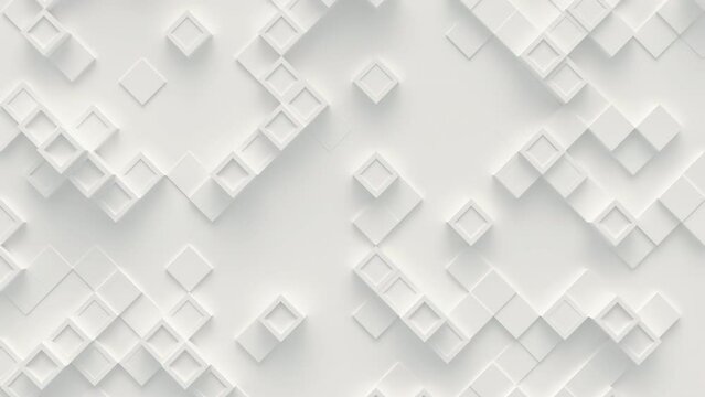 Abstract motion background from random moving cubes, seamless loop animation
