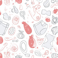 seamless pattern with mother pregnancy flower elements with baby background