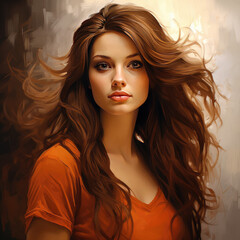 Fototapeta premium Nice woman with beautiful face and hair