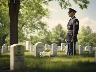 soldiers in cemetery