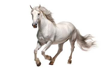 Obraz na płótnie Canvas Horse isolated on transparent background running. Animal left side portrait. 