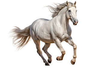 Naklejka na ściany i meble Horse isolated on a transparent background running. Animal right side portrait