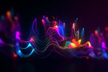 A vibrant neon background with glowing abstract shapes. Generative AI