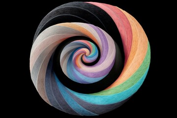 A pastel spiral on a black background with a white border. Generative AI