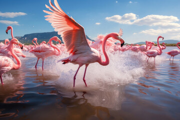 Flamingos in the water