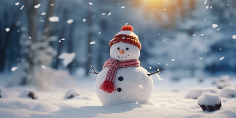 christmas snowy winter snowman snowflakes falling background cinematic