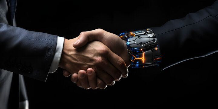 Robotic Handshake Symbolizing AI Partnership,,,,,,,,,,,,,
Human-Machine Collaboration: Robotic Handshake with AI
