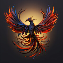 Fototapeta na wymiar phoenix soaring against a grey backdrop