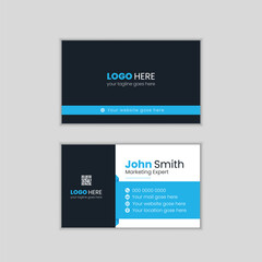 Professional creative and corporate blue and black color business card template