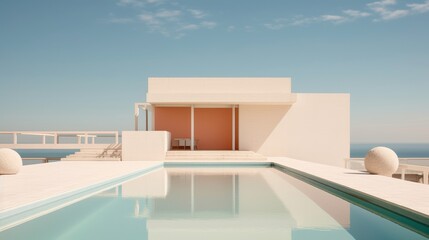 Fototapeta premium a summer house by the ocean:: swimming pool::