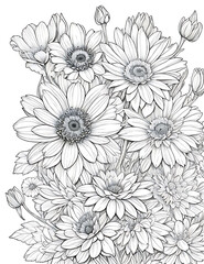 Black & White Flower Ai Generated image