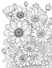 Fototapeta premium Black & White Flower Ai Generated image