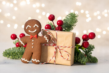 Christmas Gingerbread man and Gift Box