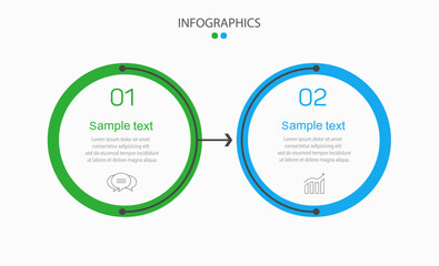 Vector infographic design template with icons and 2 options or steps. Can be used for process diagram, presentations, workflow layout, flow chart, info graph