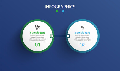 Vector infographic design template with icons and 2 options or steps. Can be used for process diagram, presentations, workflow layout, flow chart, info graph