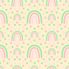 Cartoon rainbow seamless flower pattern for wrapping paper and fabrics and kids clothes print