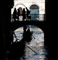 silhouette of a gondolas in Venice Italy