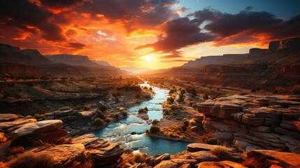Fototapeta na wymiar Beautiful landscape inspired by Grand Canyon - fictional landmark illustration