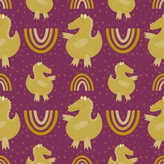 Cartoon summer animals seamless crocodile pattern for fabrics and wrapping paper and kids clothes print