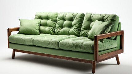 A green couch in a room. Generative AI